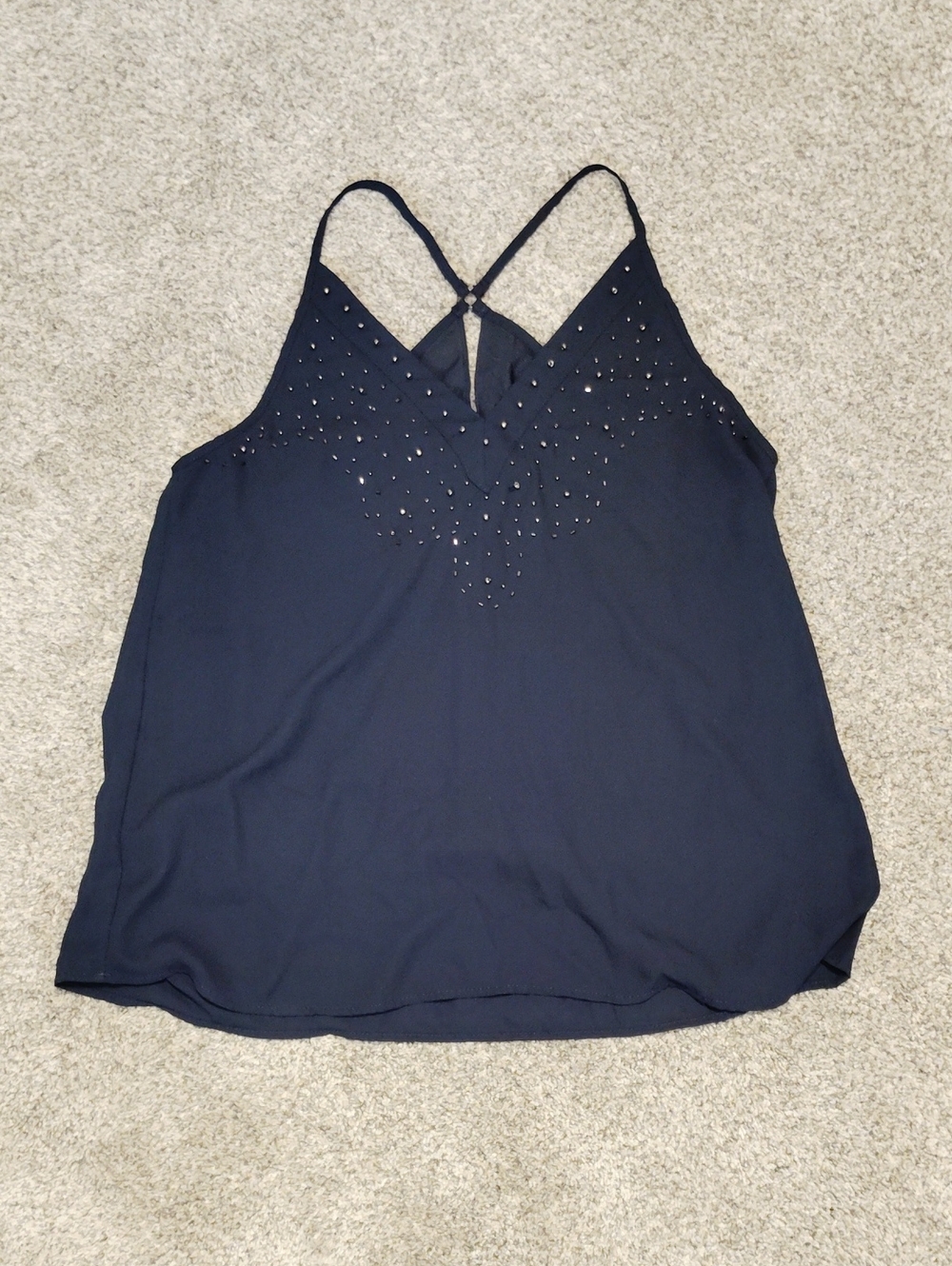 Charming Charlie Navy Studded V-Neck Cami